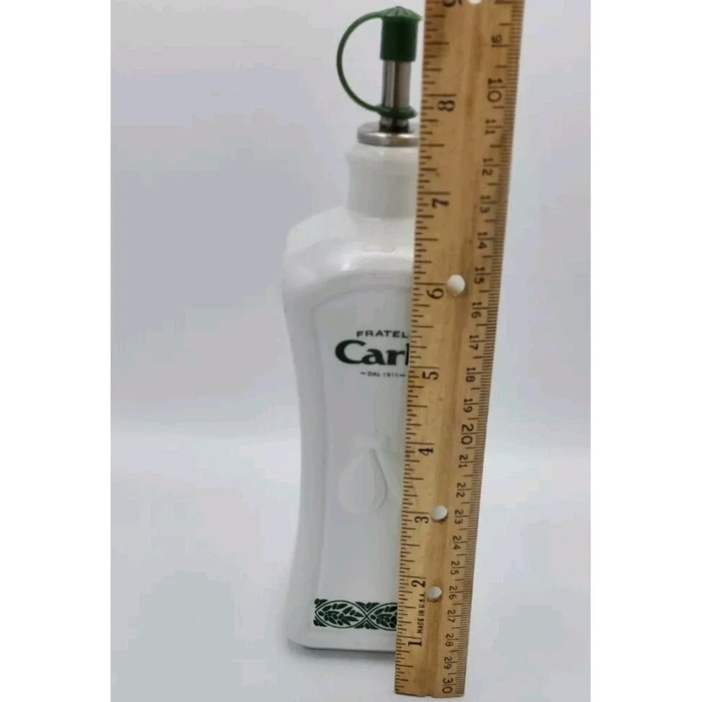 Fratelli‎ Carli White Ceramic Olive Oil Dispenser Green Leaf Metal Spout Quality